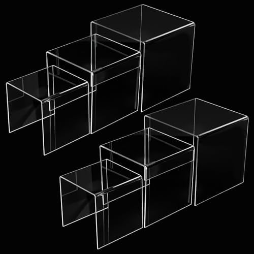 Clear Acrylic Display Risers 2 Sets,5"x6"x7"Acrylic Shelf Riser, 3-Tier Risers Stands for Figures, Dessert, Jewelry$$Home Decor, Kitchen, & Other