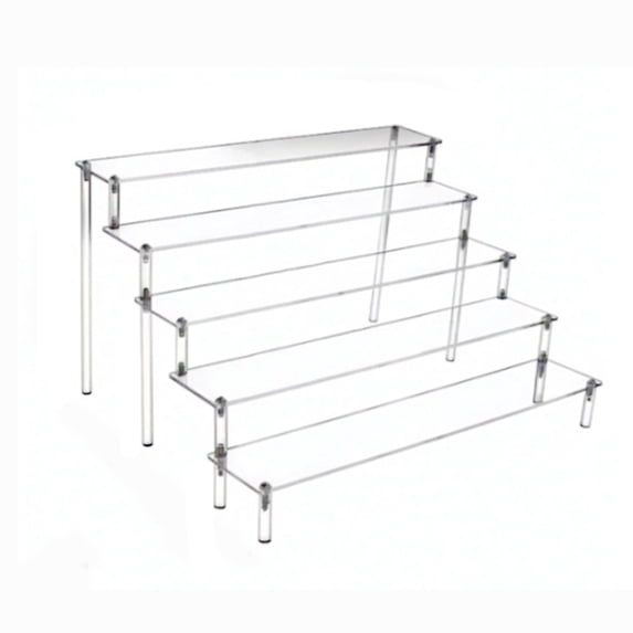 Clear Acrylic Display Risers, 5 Tier Step Stand Organizer for Perfume Jewelry Makeup Figures and Collectibles, 11.81 in