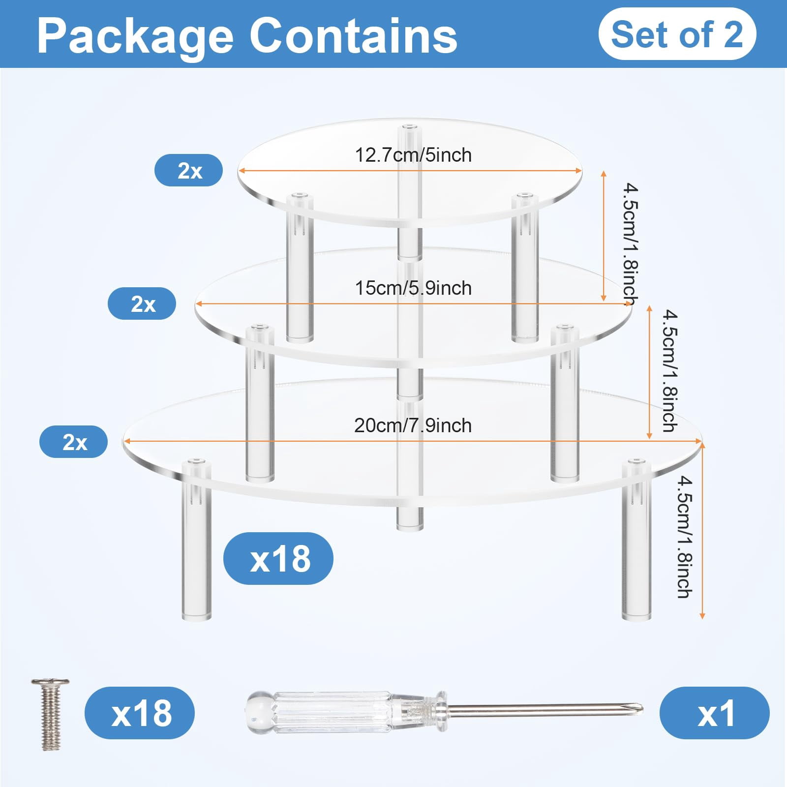 Clear Acrylic Display Risers Set 6 Pcs 3 Sizes 5 5.9 7.9 Diameter for ...