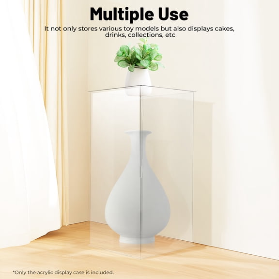 Clear Acrylic Display Stand, 12"x12"x24" Square Pedestal for Weddings, Parties, Events, Flower Vase and Decorative Riser for Retail and Home Use