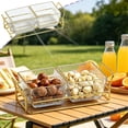 thumbnail image 1 of Clear Acrylic Divided Serving Tray - 2-Compartment Snack Platter for Parties, Fruit, Nuts & Appetizers with Iron Stand, 1 of 7
