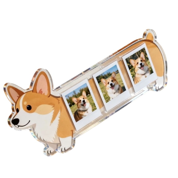 Clear Acrylic Dog Memory Frame 3 Sections Decorative Photo Stand For Living Room