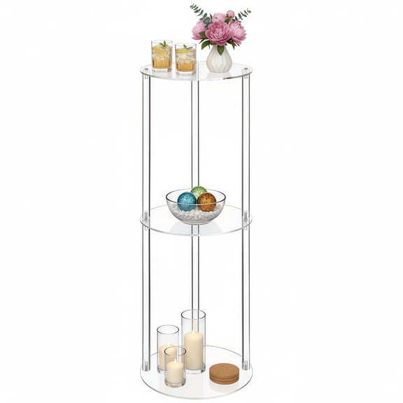 Clear Acrylic Drink Table, 24 in Tall Side End Table for Living Room, Sturdy Material with Round Edges, Modern Drink Table for Living Room, Bedroom, Office