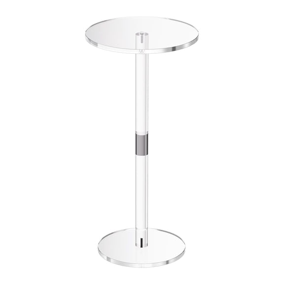 Clear Acrylic Drink Table Round Top Solid Post Modern Cake Stand Transparent Side Desk for Coffee Food Snack Easy Assembly 10 x 10 x 21.3 Inches