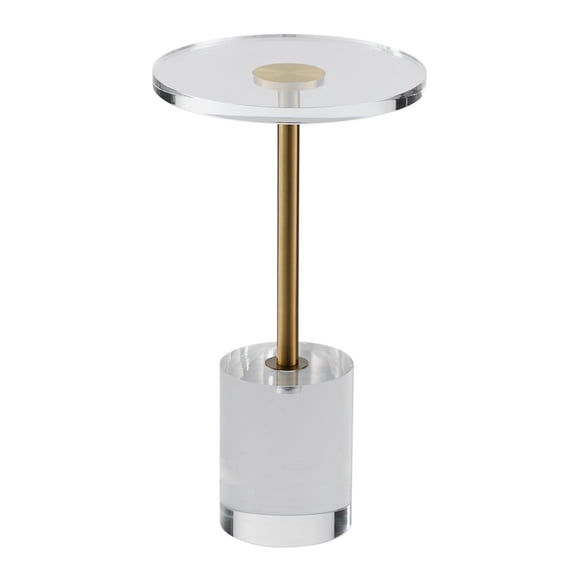 Clear Acrylic End Table, Acrylic Side Table with a Solid Base,and Study 11.9 x 11.9 inch Round Tabletop, Snack used in Living Room, Bedroom, 21.4 inch High, for Coffee, Drink, Food,