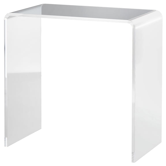 Clear Acrylic End Table with Storage Small Space Side Table Rounded Edges 21x12x21 Inches Modern Waterfall Design