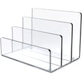 Office File Store Rack Clear Acrylic File Holder, 3 Sections Vertical Desktop Organizer, 9 x 6 ...