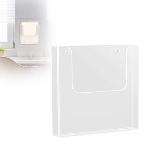 Clear Acrylic File Holder Wall Mount Self Adhesive, A4 Size Hanging Paper Organizer, Wall Pocket File Holder Storage for Letter Folder Brochure Magazine Bookshelf Literature Display