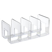 Clear Acrylic File Organizer for Desk,Happon 4 Sections Acrylic Desktop Organizer Holder Sorter,Book Paper Storage Dividers Envelope Vertical File Stand for Office Supplies