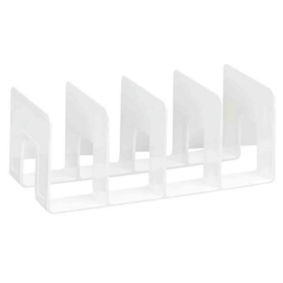 Clear Acrylic File Sorter With 4 Compartments, Sturdy Desk File Organizer Shelf Book Holder Purse Handbag Clutch Divider File Folder Rack for Letter Cookbooks Home Office Kitchen Supplies