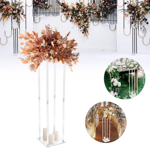 Clear Acrylic Flower Stand Column  39.4" Tall Adjustable Height Flower Vase Stand, Crystal Wedding Centerpiece Display for Party Table, Geometric Pedestal for Bouquet Greenery Artwork