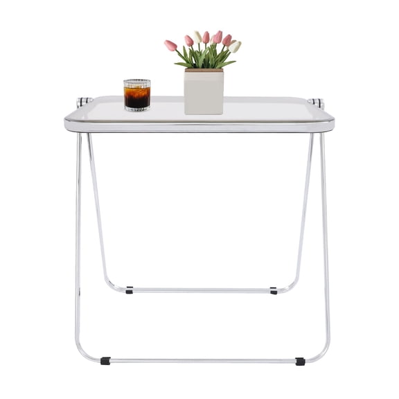 Clear Acrylic Foldable Table Foldable TV Tray Tiny Foldable Desk Small Side Tables with No Assembly Required for Home Office for Small Spaces (Gray)