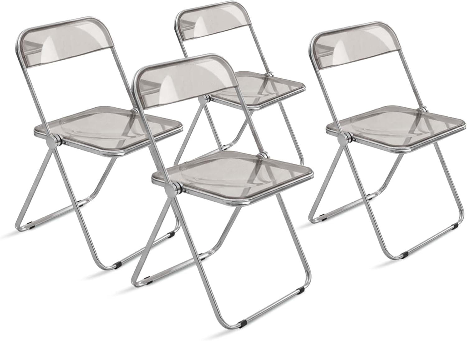 EventStable Clear Acrylic Folding Chair with Electroplate Chrome Frame, Lightweight Portable Seating Stackable Comfortable Chair for Indoor Outdoor Dining, Events & Parties - Clear - 4-Pack