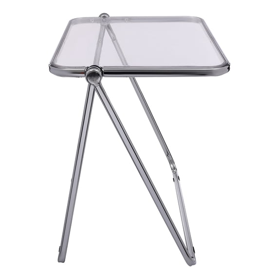 Clear Acrylic Folding TV Tray Table, Clear Acrylic Modern Square Side Table, Small Folding Desk, No Assembly Required