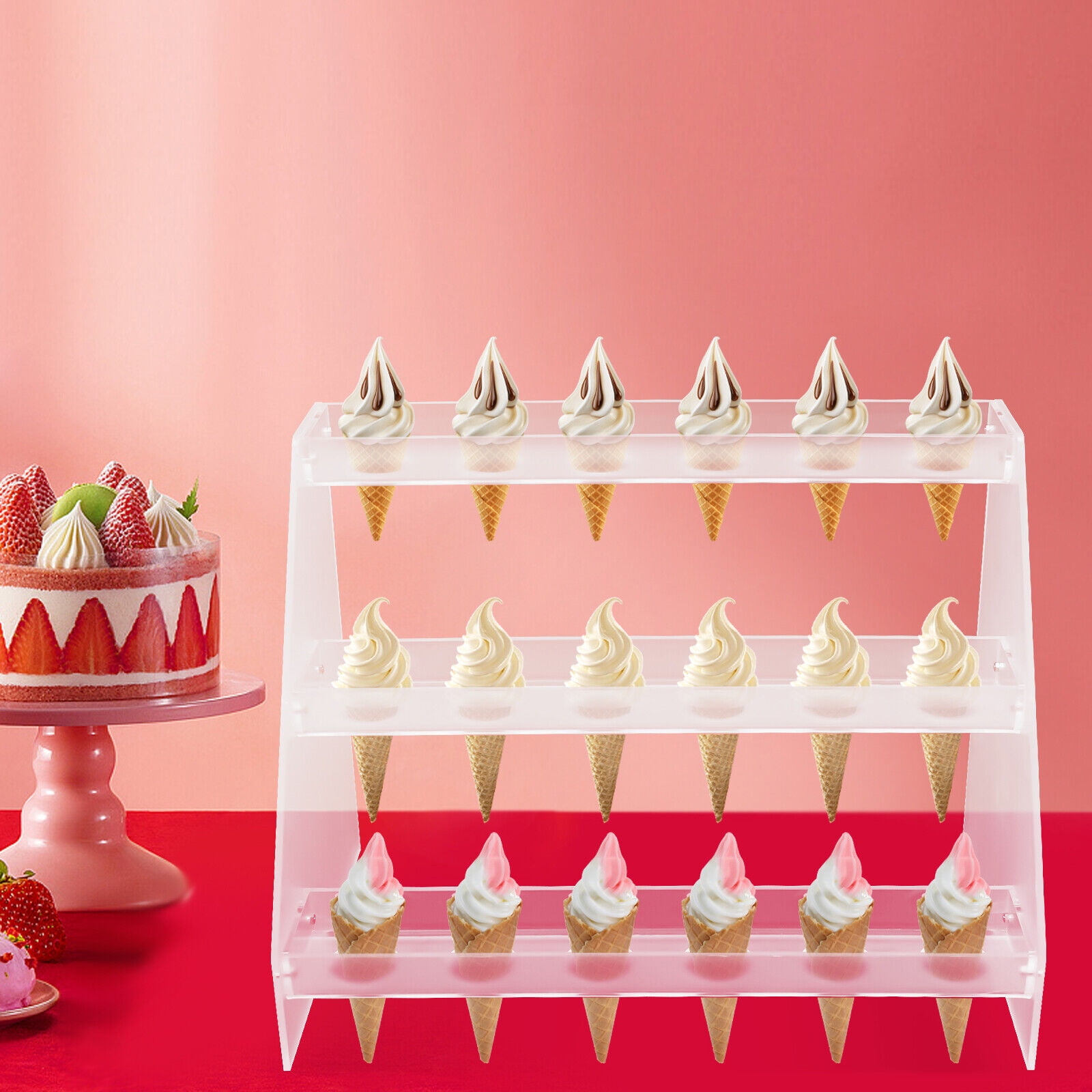 Clear Acrylic Food Cone Display Stand Rack Ice Cream Cone Serving ...