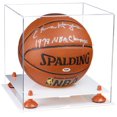 thumbnail image 1 of Clear Acrylic Full Size Basketball Display Case with Orange Risers and White Base (A001-OR), 1 of 2