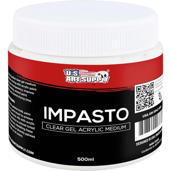 Clear Acrylic Gel Medium 500ml for Impasto Texture and Paint Extending
