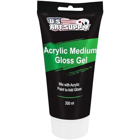 Clear Acrylic Gel Medium Gloss, 200ml - (6.7 Ounce) Tube - Increase Gloss, Viscosity & Transparency for Acrylic Paints