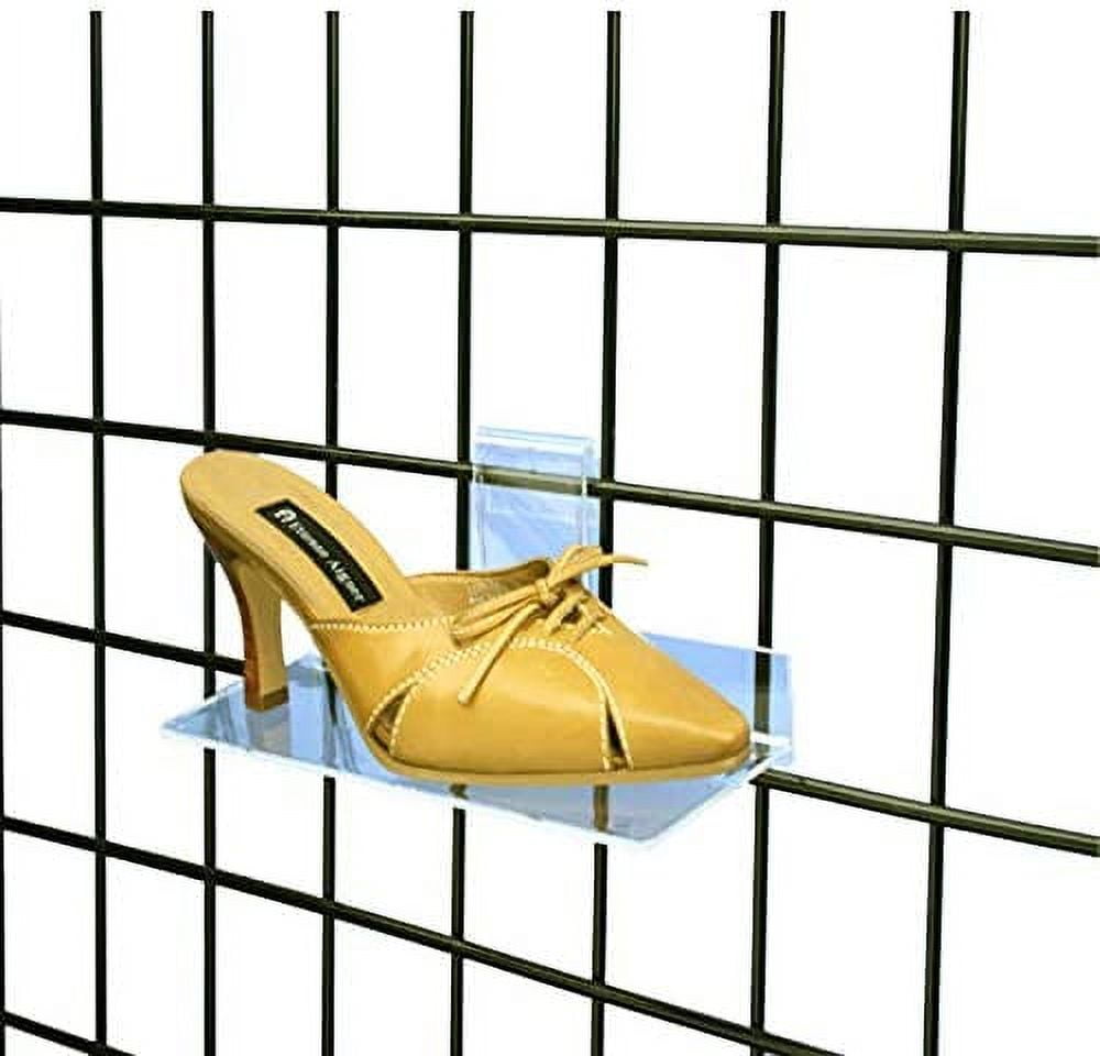 Clear Acrylic Gridwall Shoe Shelf, 4" D x 10" L Flat Acrylic Shoe
