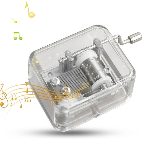 Clear Acrylic Hand Crank Music Box, 18 Note You Are My Sunshine Melody, Mini Mechanical Music Box for Home Decor, Gifts, and Keepsakes