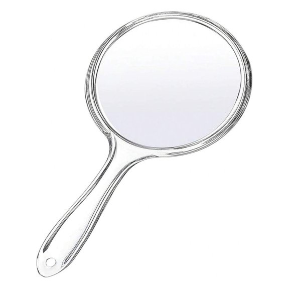 Clear Acrylic Handheld Face Mirror With Handle, Round Shape, 1X