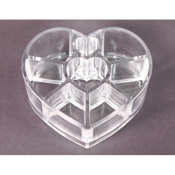 Clear Acrylic Heart Shape Brush Holder with 8 Compartments