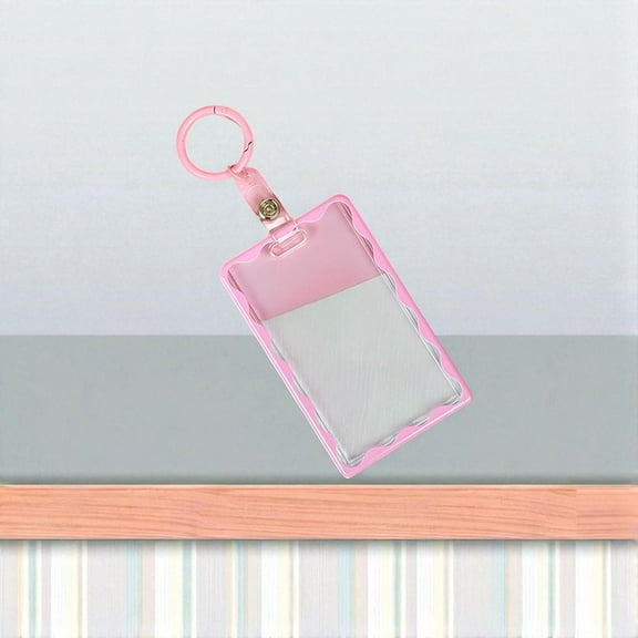 Clear Acrylic ID Card Holder Keychain Waterproof Protective Card Organizer 1 Piece for Students Office Workers
