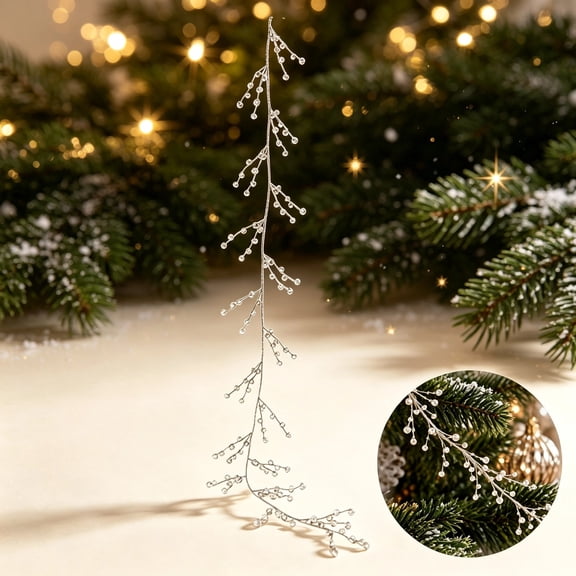 Clear Acrylic Icicle Branch Ornaments for Christmas Tree, Lightweight Crystal Bead Picks, Sparkle Hanging Decor for Holiday, Wedding Centerpieces & DIY Wreath Crafts 47Inch