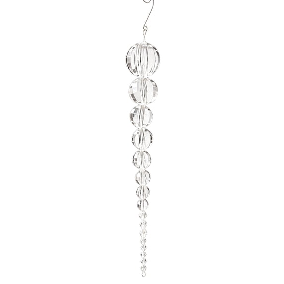 Clear Acrylic Icicle Drop Christmas Ornament with Graduated Crystal Beads, Elegant Tapered Design, Clear, for Christmas Tree Decor, Holiday Decoration