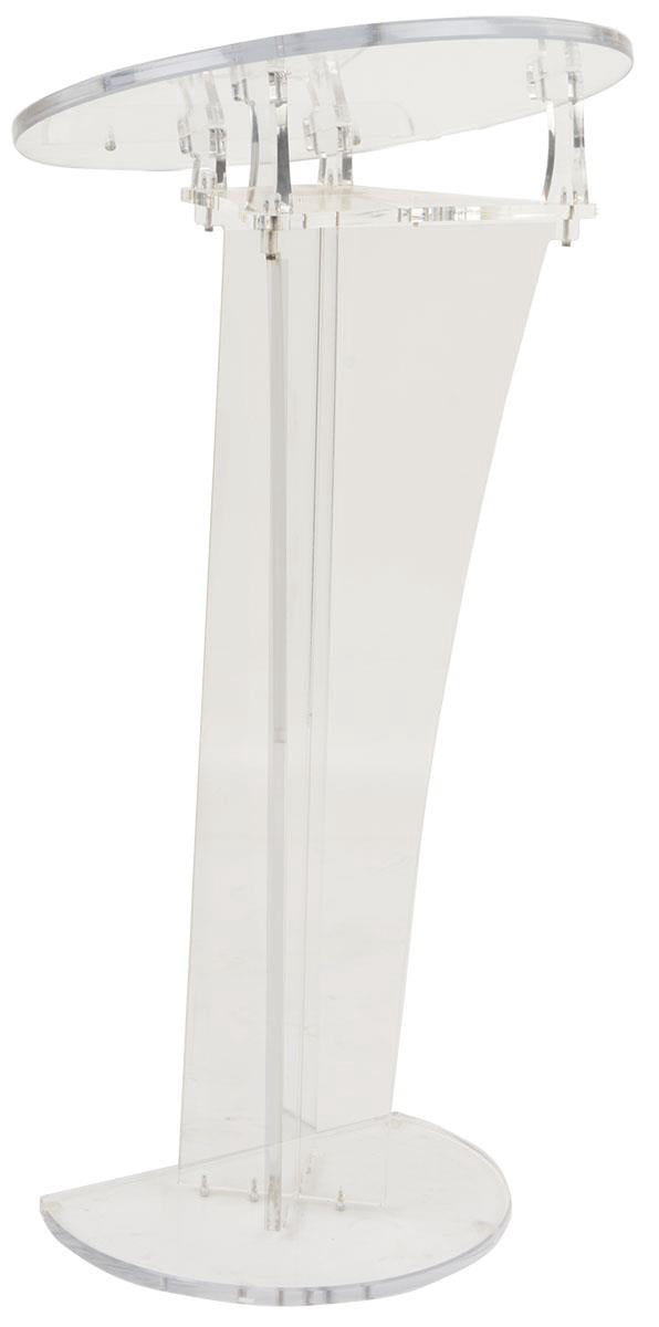Branded Rounded Lectern Clear Acrylic Lectern with Adjustable 20.5-inch Round Reading Surface ...