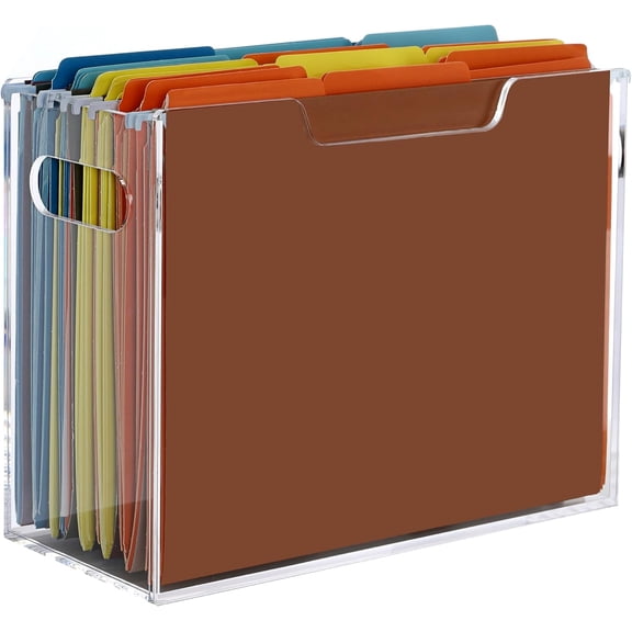 Clear Acrylic Letter-Size Hanging File Organizer Box with Handles  1 Pack