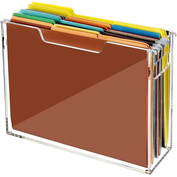 Clear Acrylic Letter-Size Hanging File Organizer Box with Handles