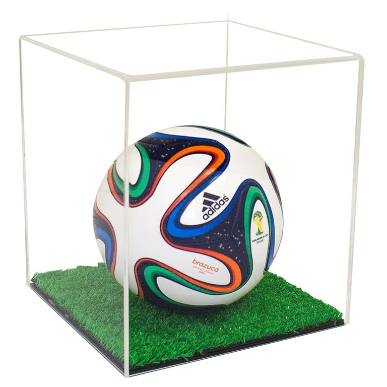 Clear Acrylic MINI - Miniature (not full size) Soccer Ball Display Case  with Turf Bottom (A015-CTB)