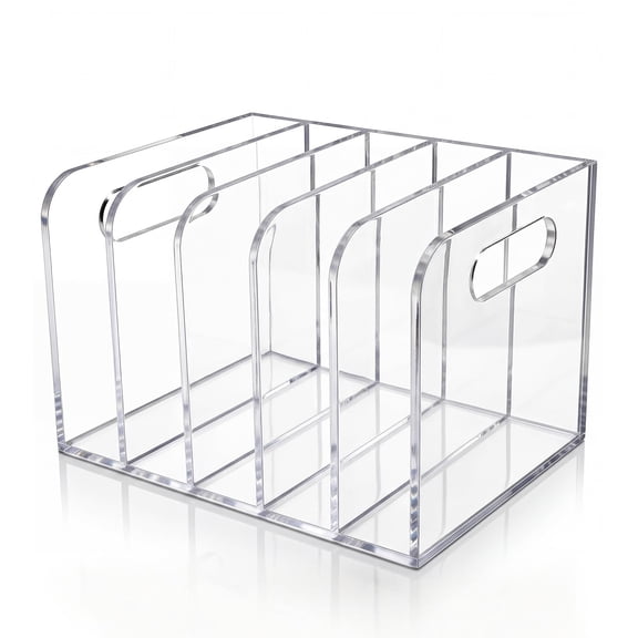 Clear Acrylic Magazine File Rack - Desktop Organizer for Office, Home, or School - Vertical Document & Magazine Storage - Multi-Compartment Holder - 5 Compartments