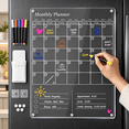 thumbnail image 1 of Clear Acrylic Magnetic Calendar for Refrigerator- Sleek Dry Erase Board & Chore Chart for Fridge, Perfect Family Organizer, Includes 5 High-Contrast Markers for Stainless Steel & White Kitchens, 1 of 8