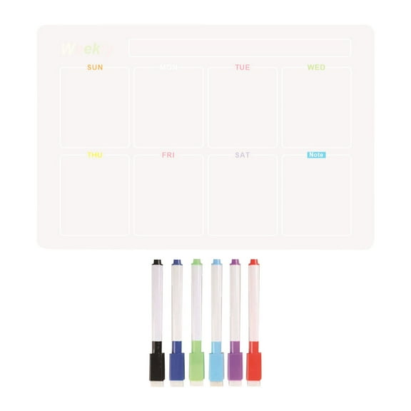 Clear Acrylic Magnetic Fridge Calendar – Weekly Dry-Erase Planner Board, 2 Mm Thick Shatterproof Memo Pad for Grocery Lists & Family Schedules, Stain-Resistant Surface for Stainless-Steel Doors