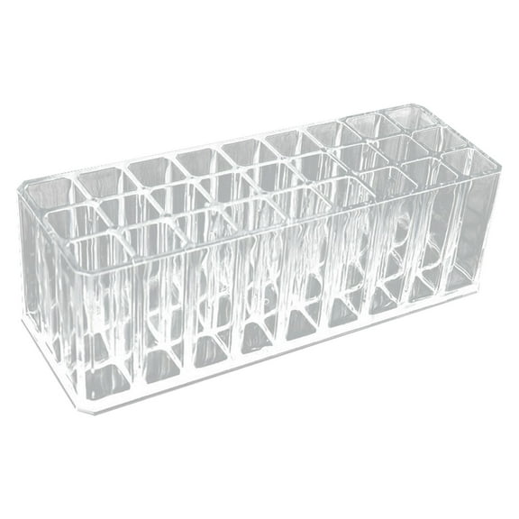 Small Clear Acrylic Makeup Organizer 27 Slots Cosmetic Storage Display For Lip Gloss Perfume Lipstick Tubes Brushes Holder
