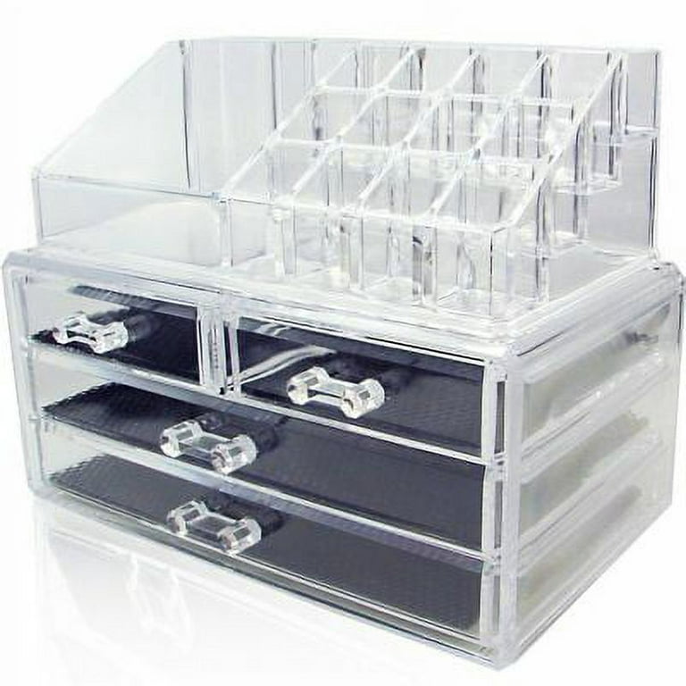 Clear Acrylic Makeup Tool & Beauty Supplies Organizer, 16 Section Divided  Organize Holder Modern Cosmetics Storage, Small (Empty)