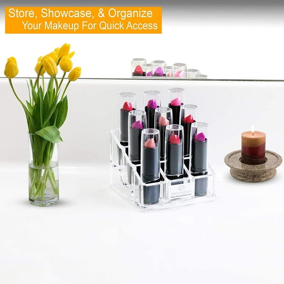 Decozen Makeup Organizer – Gifts for Mom on Mother’s Day or Birthday – Vanity Storage with 9 Slots for Brushes, Nail Polish, Lipstick, Perfume, and Jewelry Organizer Decor