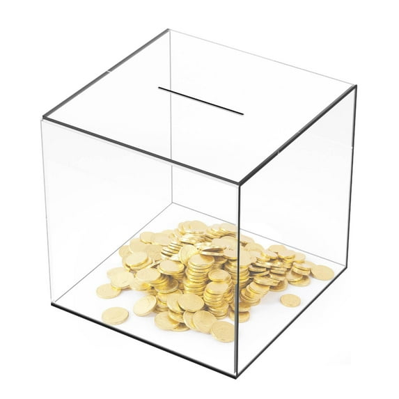 Clear Acrylic Money Saving Bank for Adults, Unopenable Transparent Cash Storage Box, Break to Open Piggy Bank for Budgeting, Home Display and Long Term Saving