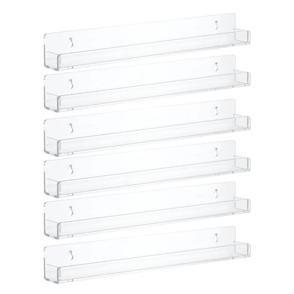 Clear Acrylic Nail Polish Wall Racks,15'' Length Wall Mounted Shelves Nail Polish Organizer, Sunglasses Storage Shelf