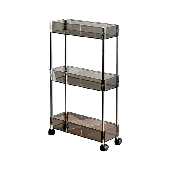 Clear Acrylic Narrow Cart, 3 Tier Rolling Storage Shelf, Small Space Organizer Rack, Bathroom Kitchen Washer Side Cart, Holiday Organization Gift
