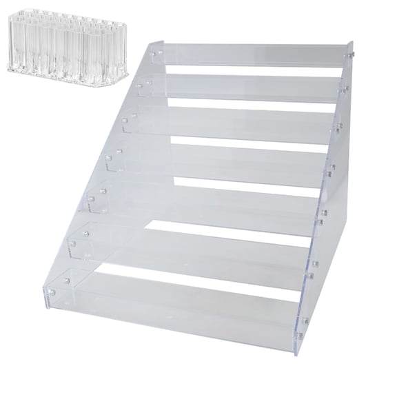 Clear Acrylic Paint Holder Stand Versatile Paint Storage Stand Rack Acrylic 7 Shelves with Brush Holding Section