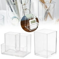 Clear Acrylic Pencil and Makeup Brush Holder Desk Organizer Cup for Office and Vanity