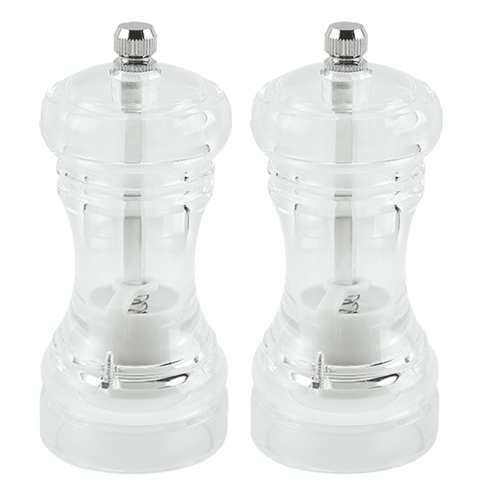 Kaiciuss salt and pepper grinder mill set refillable large,the best  transparent acrylic grinders for whole peppercorn and himalayan salt