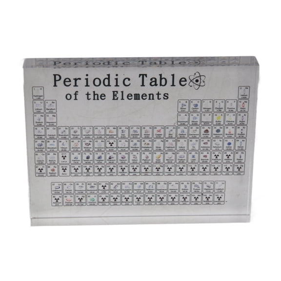 Clear Acrylic Periodic Table with Real Elements Inside Professional Chemistry Learning Display for Classroom and Lab 10 inches / 25.4 cm