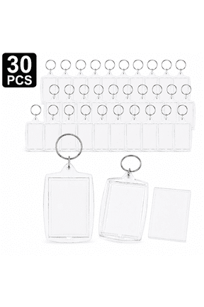 Clear Acrylic Photo Key Chain Set Bulk Pack Insert Keyring Frames for Personalized Pictures,DIY Craft Projects and Memorial Keepsakes