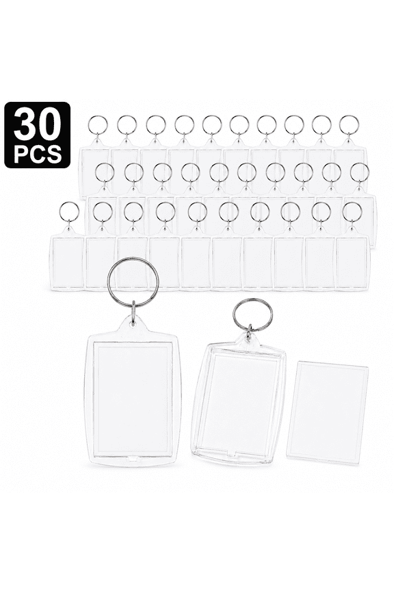 Clear Acrylic Photo Key Chain Set Bulk Pack Insert Keyring Frames for Personalized Pictures,DIY Craft Projects and Memorial Keepsakes