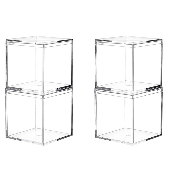 Clear Plastic Square Cube, 4 Pack Clear Acrylic Box with Lid Small Acrylic Plastic Storage Box with Lids Transparent Clear Square Containers Display Boxes Gift Box for Candy Pill Jewelry Christmas