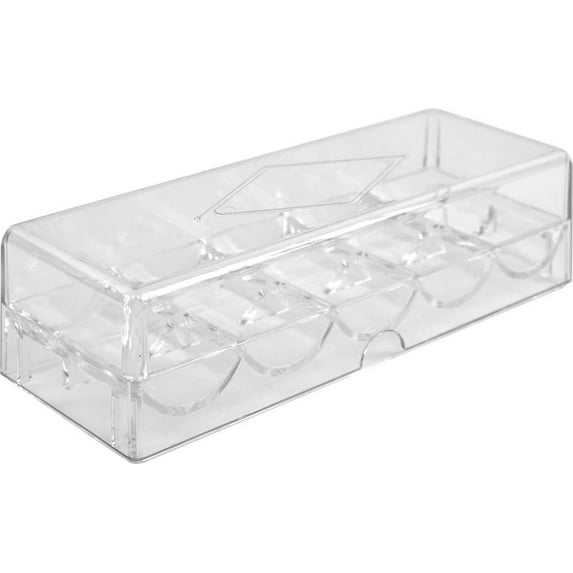 Clear Acrylic Poker Chip Tray with Lid, Holds 100 Chips